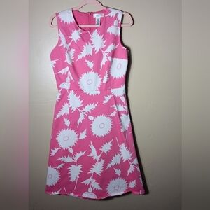 Isaac Mizrahi pink and white floral sleeveless dress. Back zipper. Size 10
